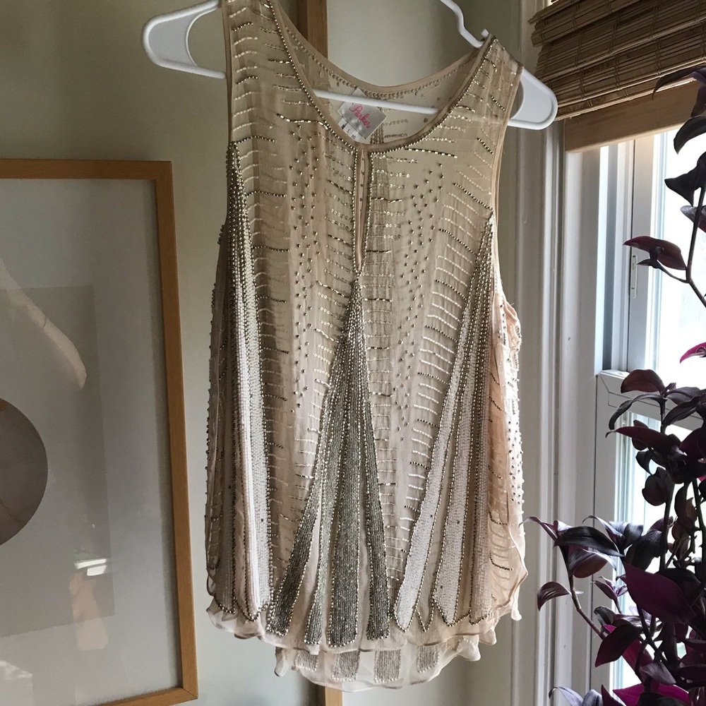Parker Gorgeous Beaded Sleeveless Blouse